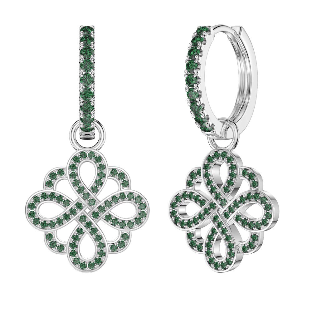 Emerald Infinity Platinum plated Silver Interchangeable Earring Drops #5