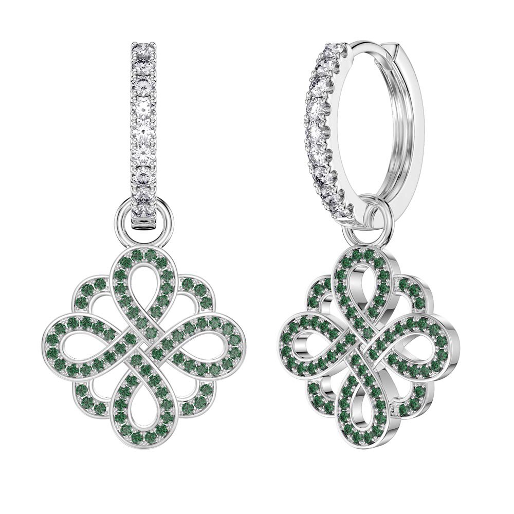 Emerald Infinity Platinum plated Silver Interchangeable Earring Drops #4