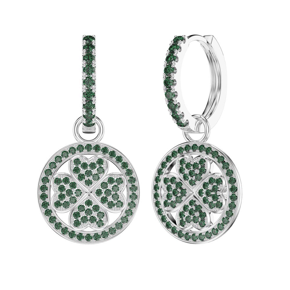 Emerald Clover Platinum plated Silver Interchangeable Earring Drops #5