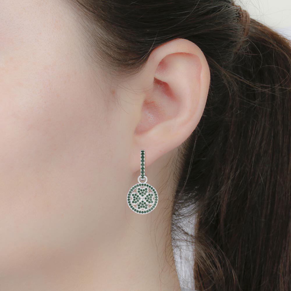 Emerald Clover Platinum plated Silver Interchangeable Earring Drops #8