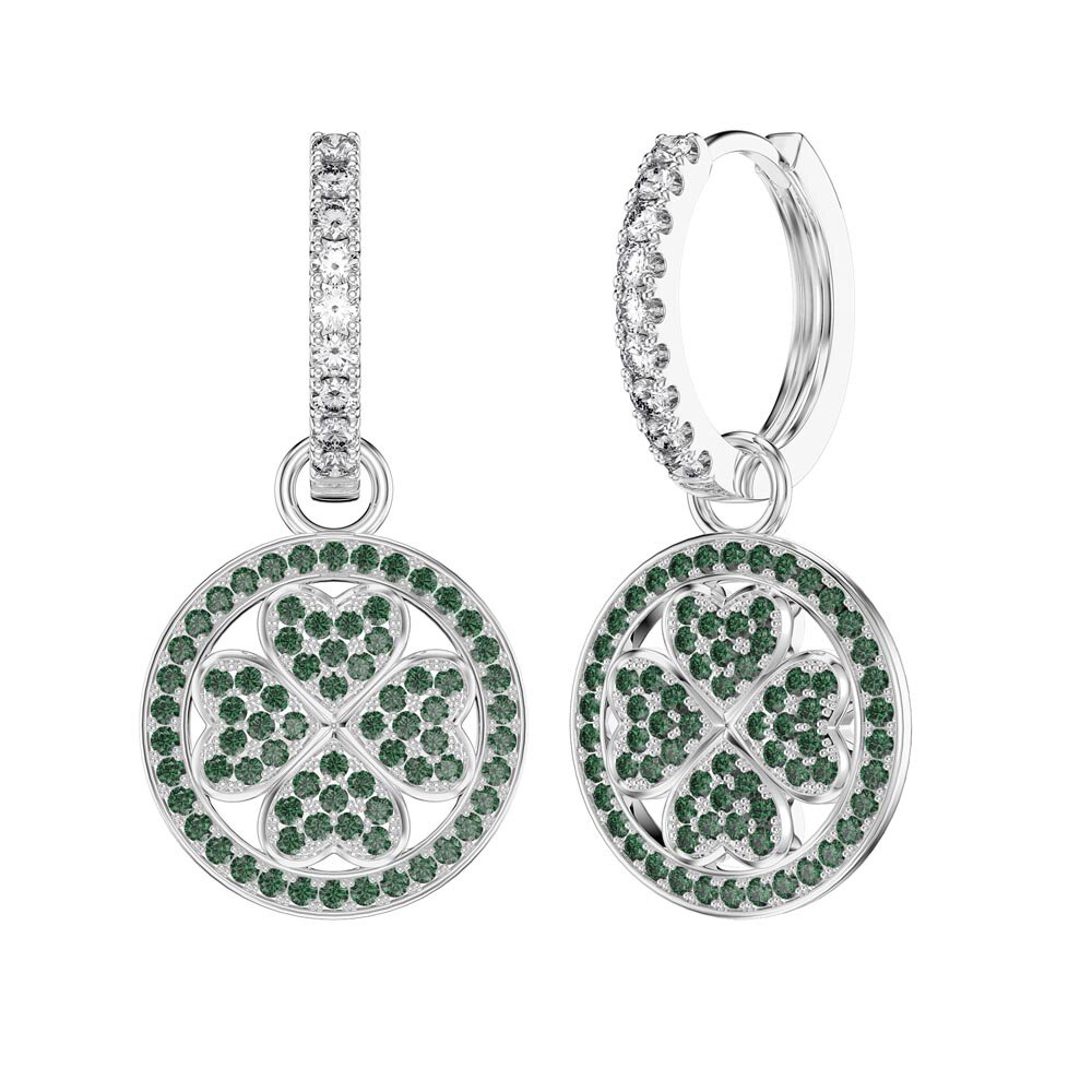 Emerald Clover Platinum plated Silver Interchangeable Earring Drops #4