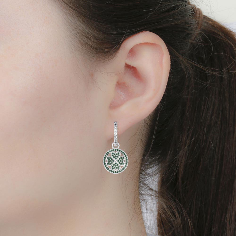 Emerald Clover Platinum plated Silver Interchangeable Earring Drops #7