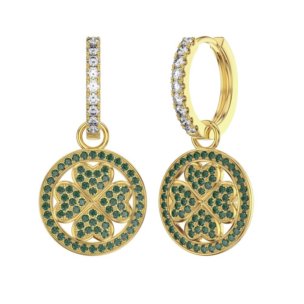 Emerald Clover 18K Gold Vermeil Interchangeable Emerald Hoop Drop Set #5