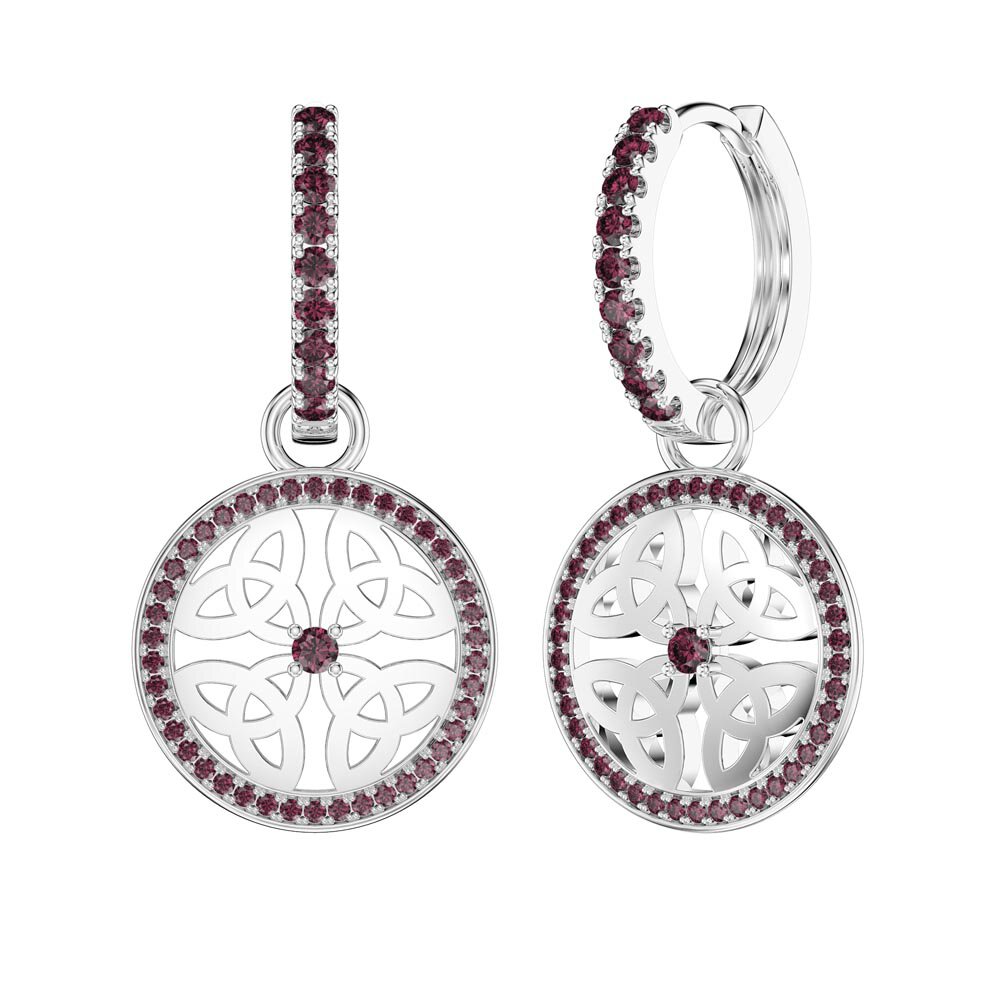 Ruby Trinity Platinum plated Silver Interchangeable Hoop Drop Set #5