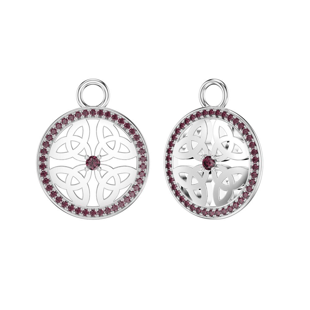 Ruby Trinity Platinum plated Silver Interchangeable Hoop Drop Set #4