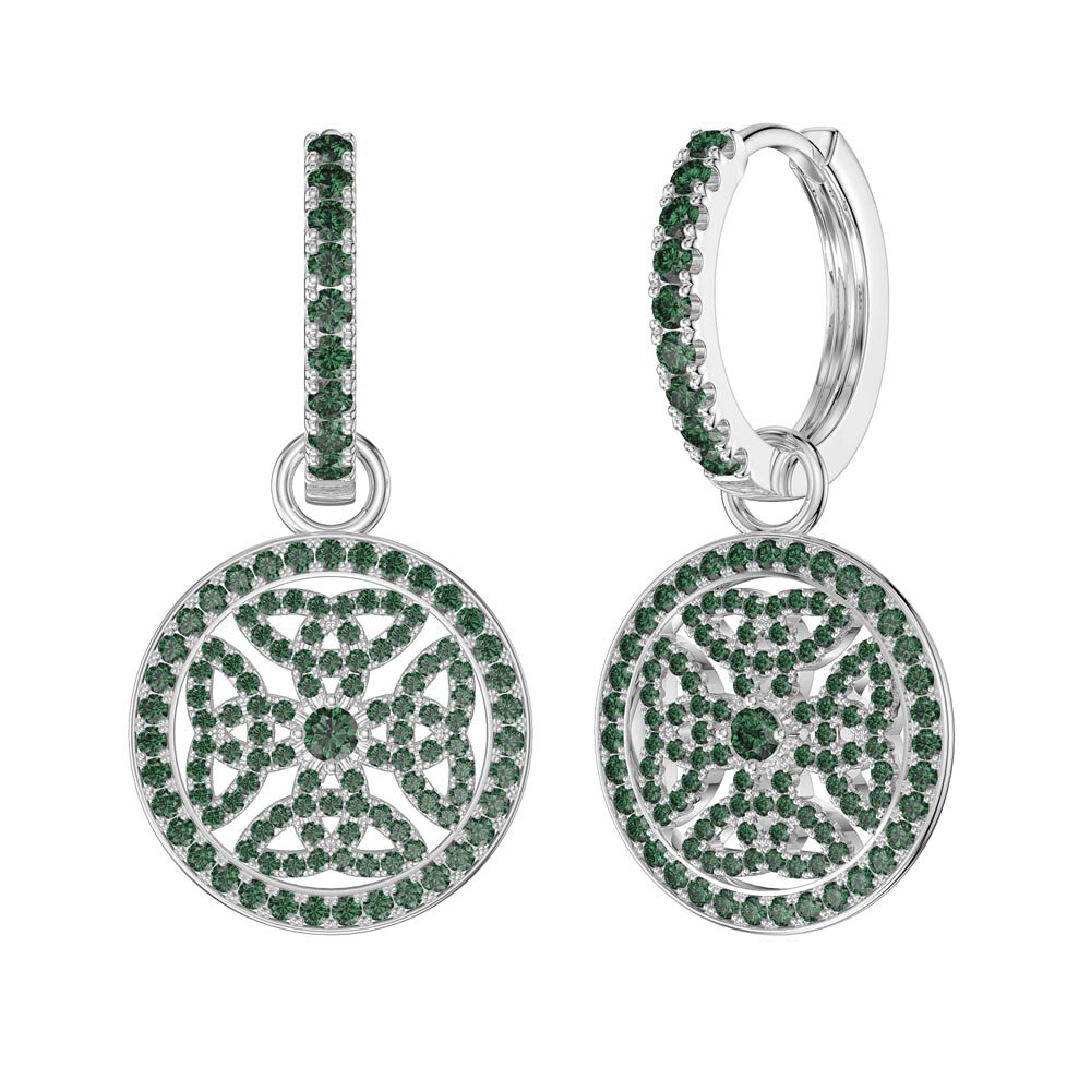Emerald Celtic Knot Platinum plated Silver Interchangeable Earring Drops #5