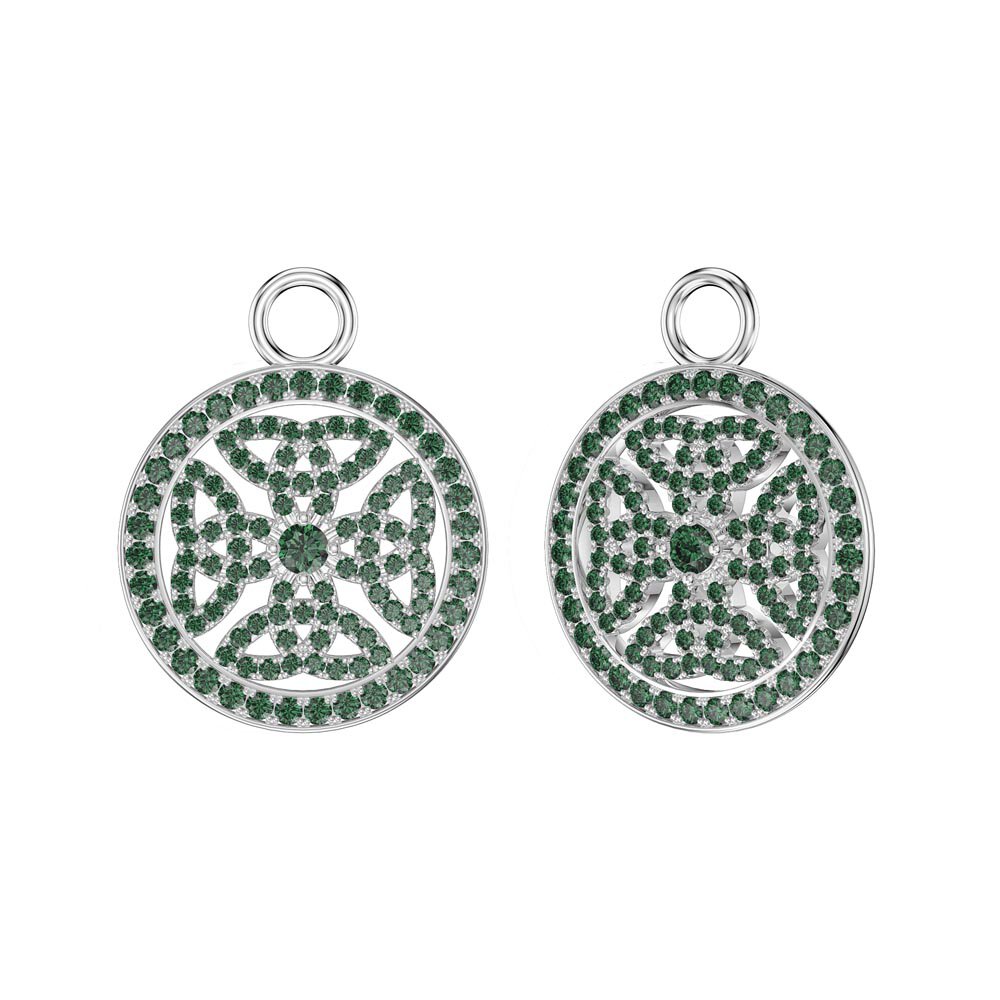 Emerald Celtic Knot Platinum plated Silver Interchangeable Emerald Hoop Drop Set #4