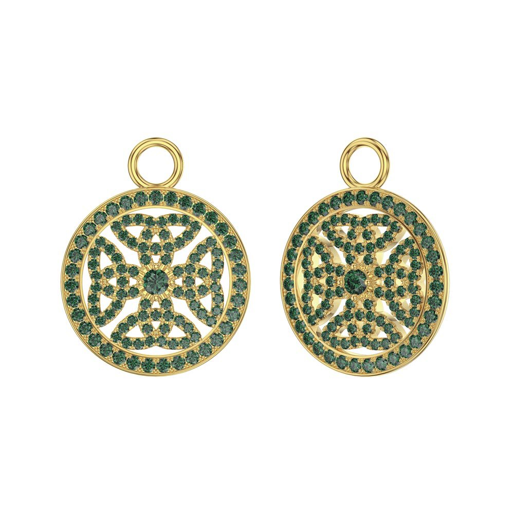 Emerald Celtic Knot 18K Gold Vermeil Interchangeable Emerald Hoop Drop Set #4