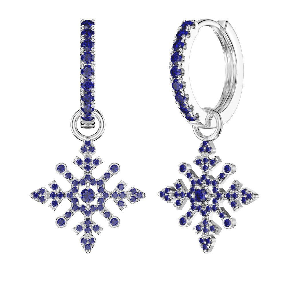 Sapphire Snowflake Platinum plated Silver Interchangeable Earring Drops #5