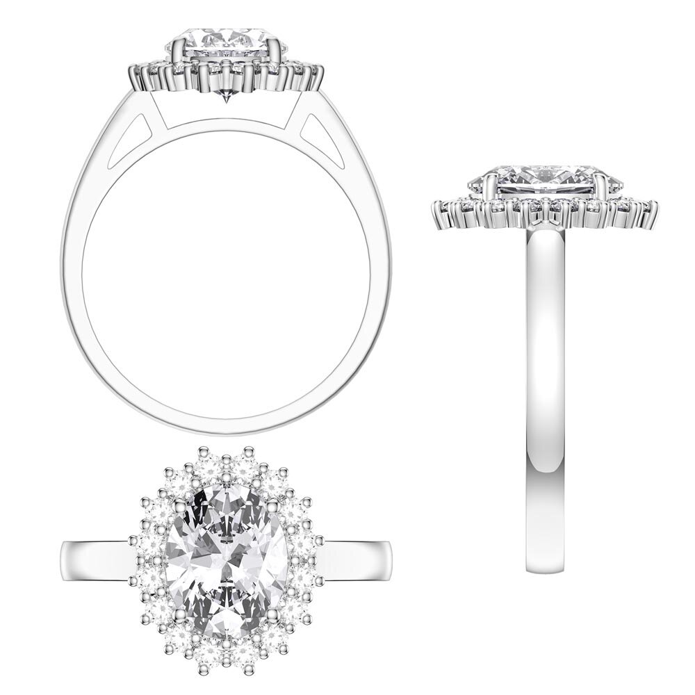 3ct Oval Moissanite Lab Grown Diamond Halo 10K White Gold Proposal Diana Ring #3