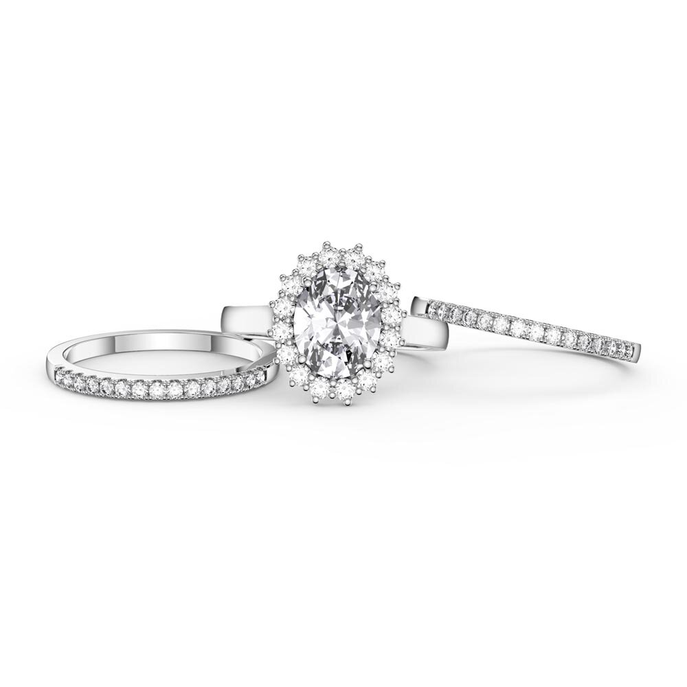 3ct Oval Moissanite Lab Grown Diamond Halo 10K White Gold Proposal Diana Ring #4