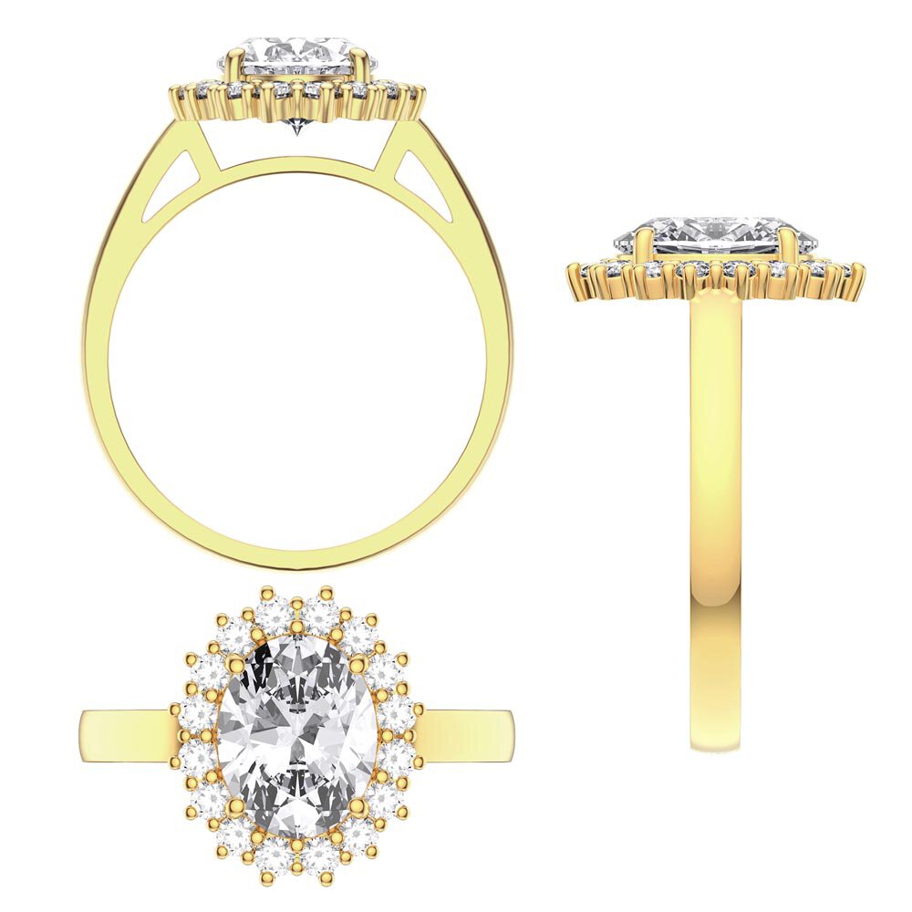 3ct Oval Moissanite Lab Grown Diamond Halo 10K Yellow Gold Proposal Diana Ring #3