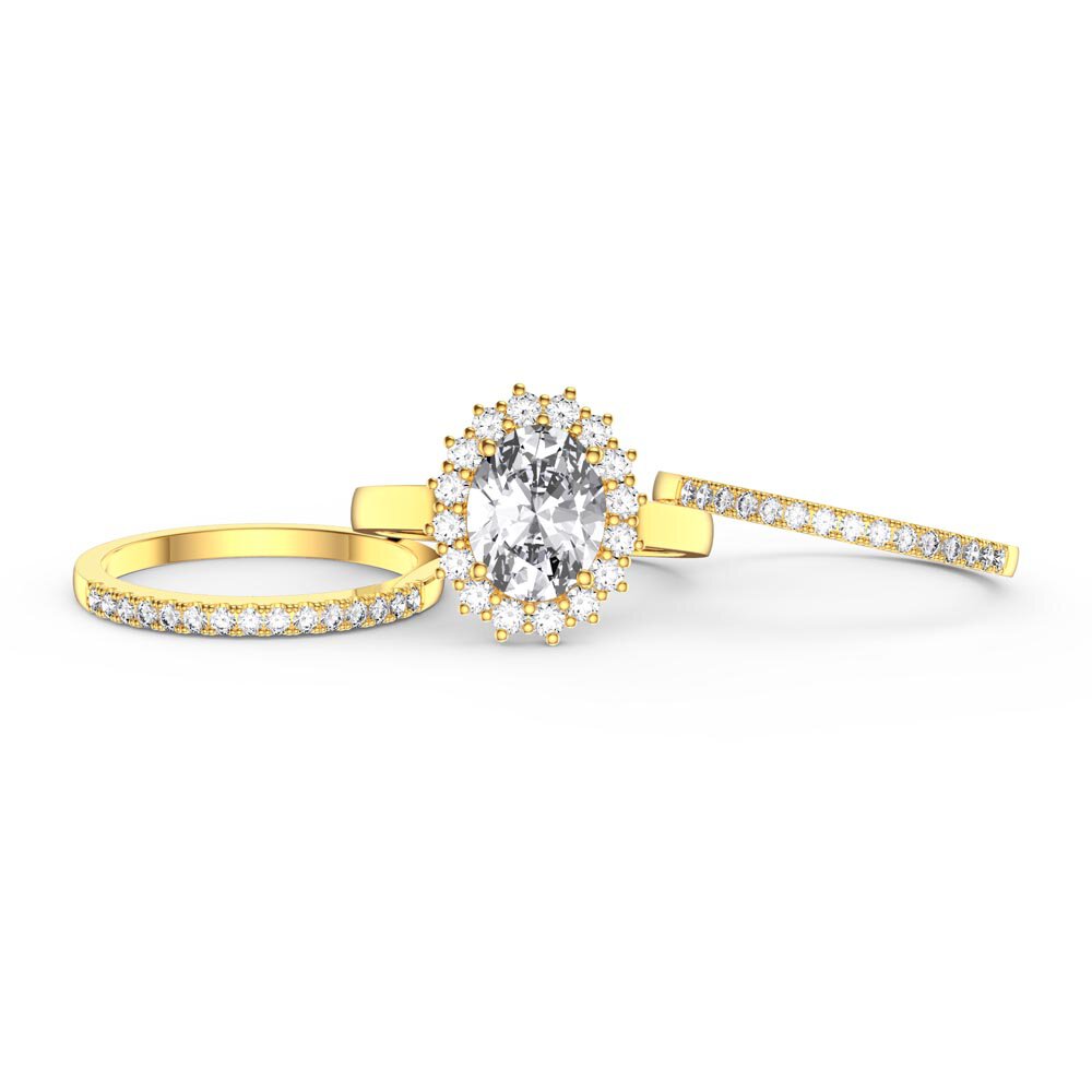 3ct Oval Moissanite Lab Grown Diamond Halo 10K Yellow Gold Proposal Diana Ring #4