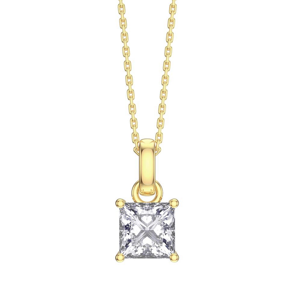 Princess 1ct White Sapphire 18K Gold Vermeil Pendant