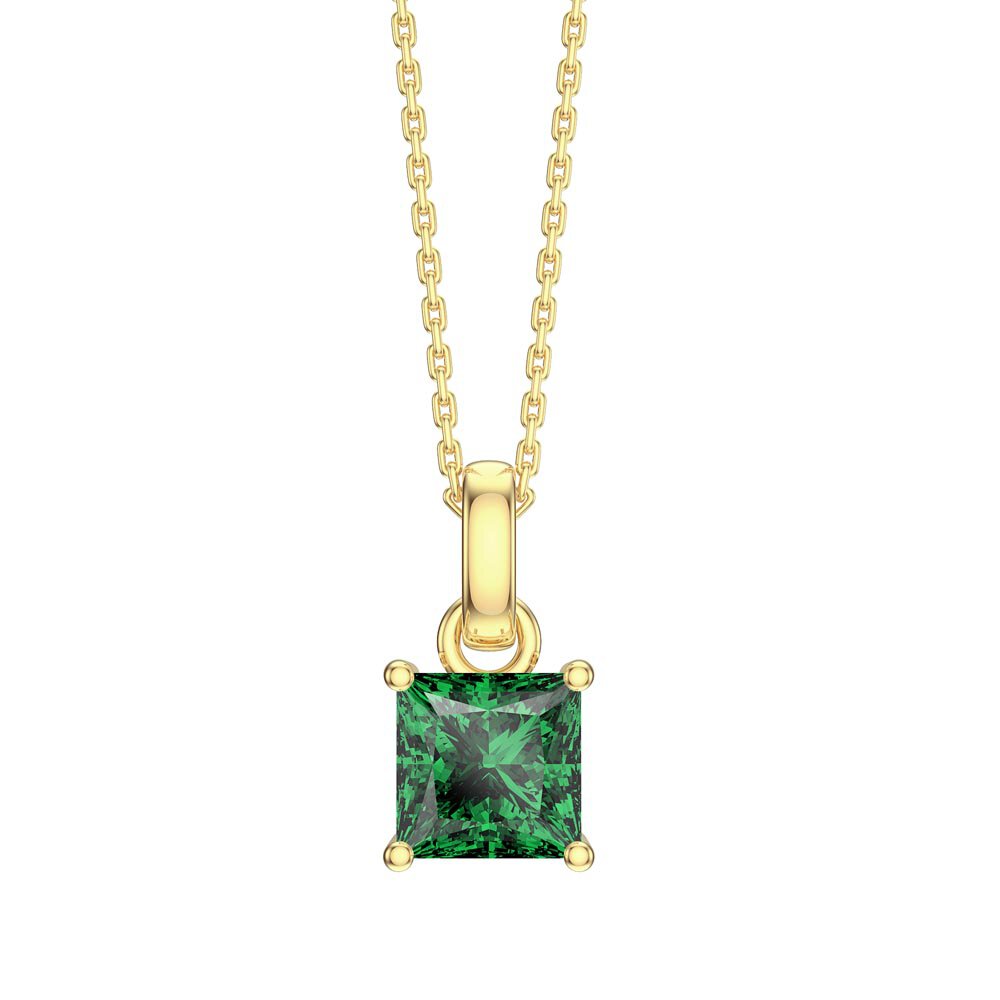 Princess 1ct Emerald 18K Gold Vermeil Silver Pendant