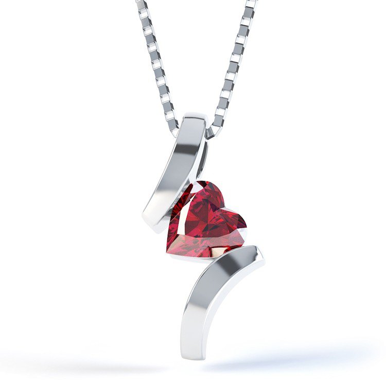 Combinations Ruby Heart Silver Pendant #1