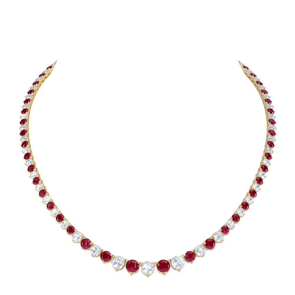 Eternity Ruby 18K Gold Vermeil Tennis Necklace #1