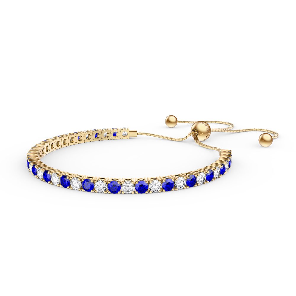 Eternity Sapphire and Moissanite 18K Gold Vermeil Fiji Friendship Tennis Bracelet #1