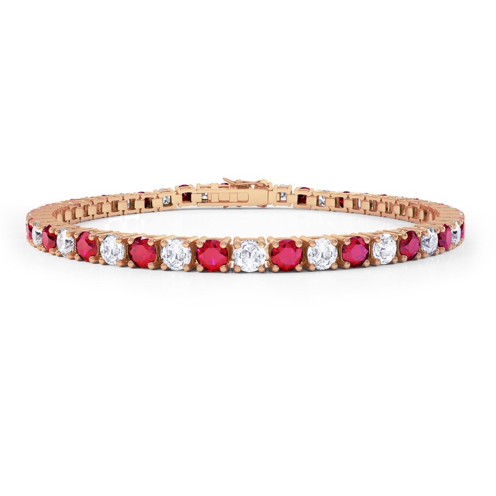Eternity Ruby CZ 18K Rose Gold Vermeil Tennis Bracelet #1