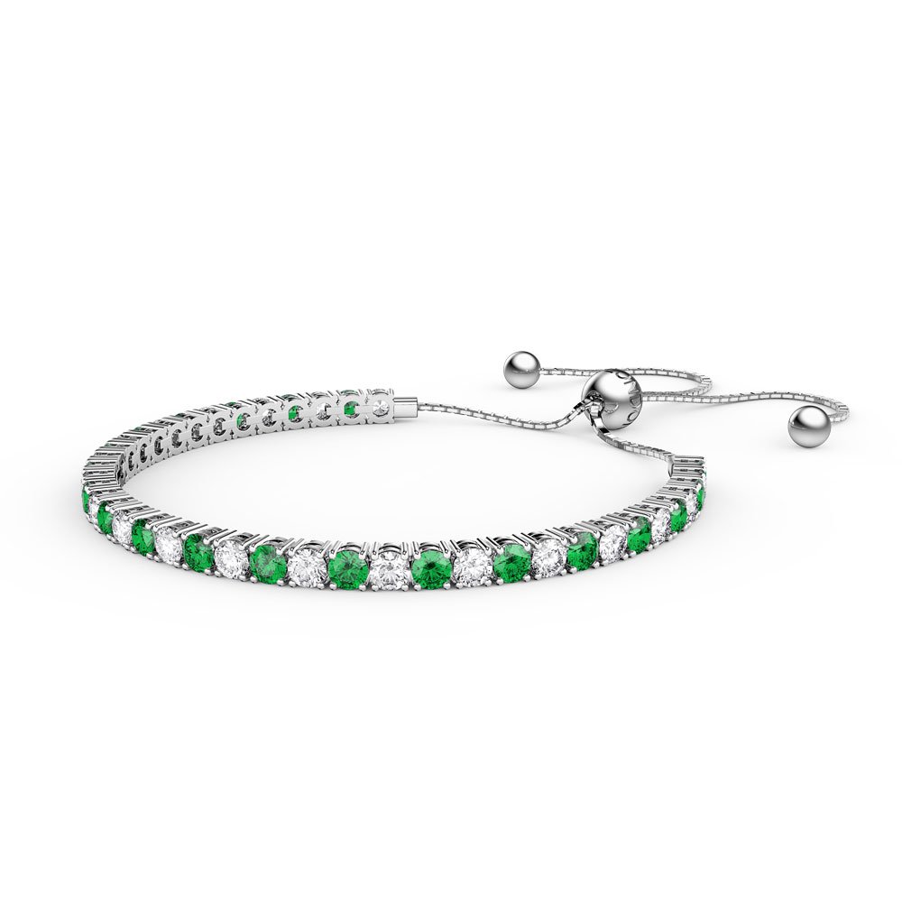 Eternity Emerald Platinum plated Silver Fiji Friendship Tennis Bracelet