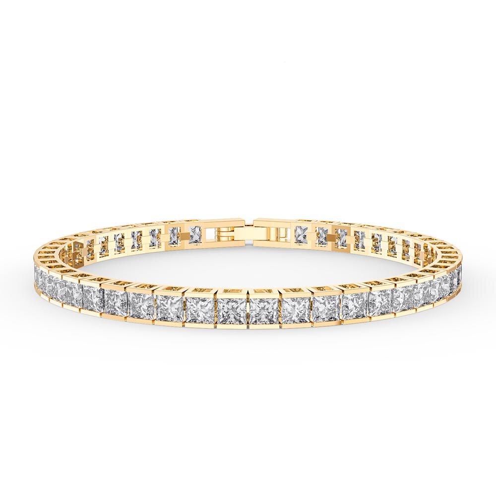 Princess CZ Diamond 18K Gold plated Silver Tennis Bracelet #1