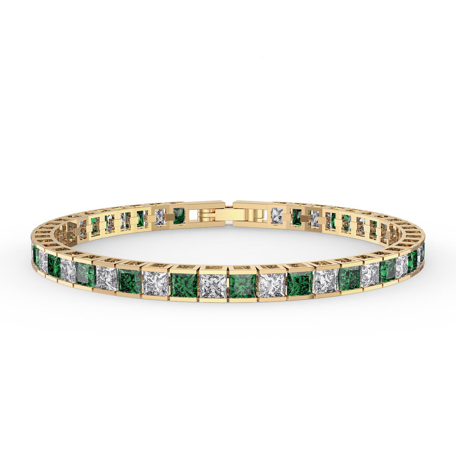 5.64 CTW Emerald & Diamond Bracelet in White and Yellow Gold-hdcinema.vn