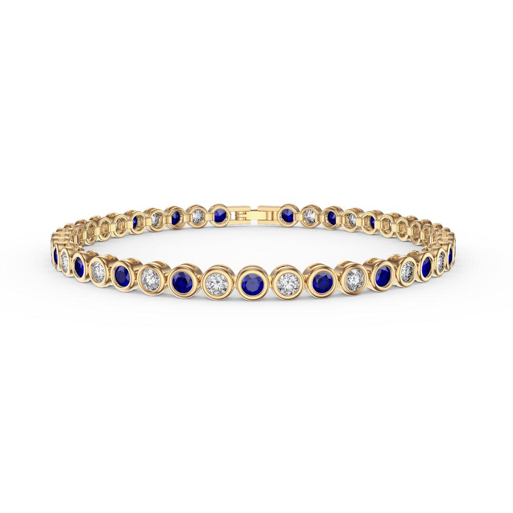 Infinity Sapphire and Moissanite 18K Gold Vermeil Tennis Bracelet