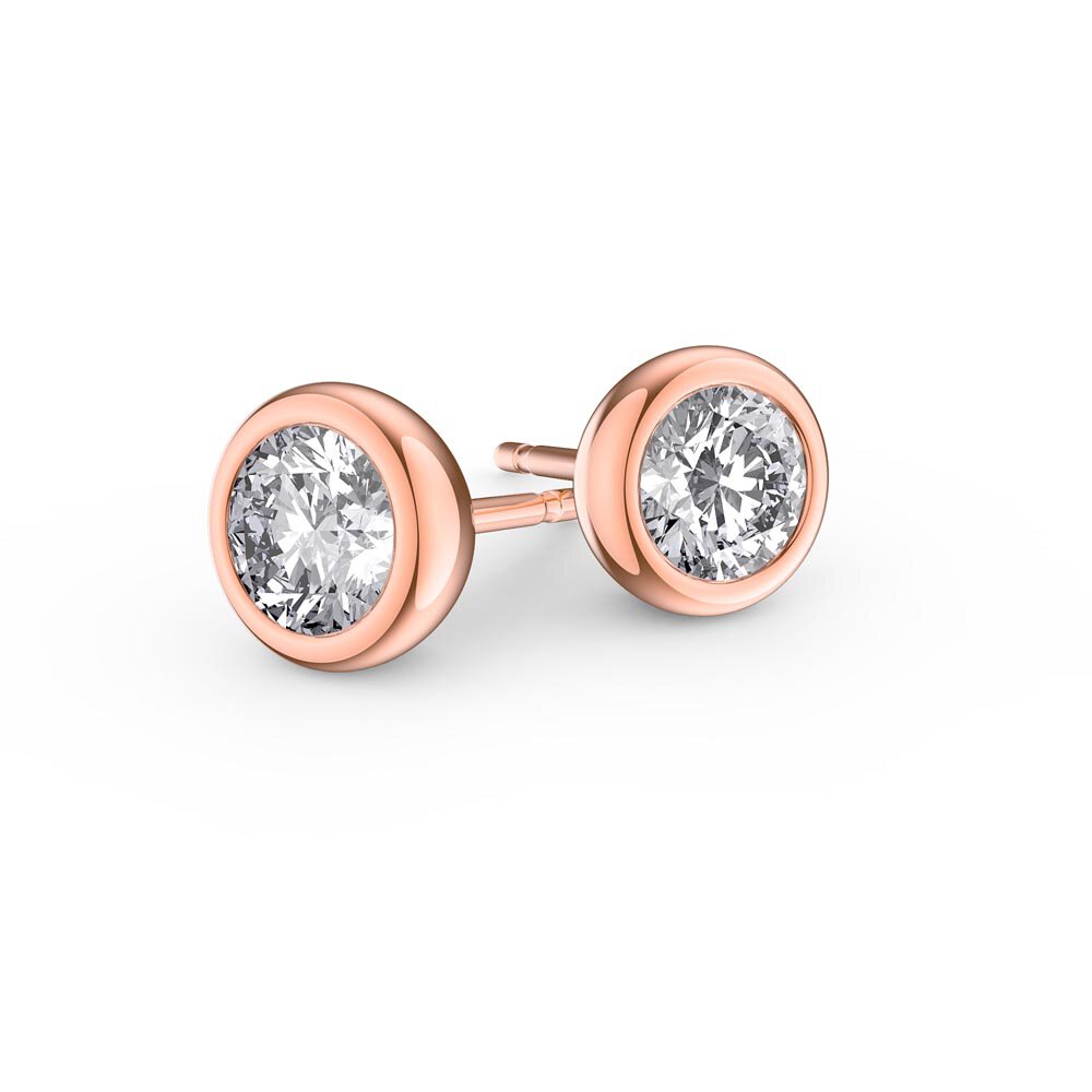 Infinity White Sapphire 10K Rose Gold Stud Earrings