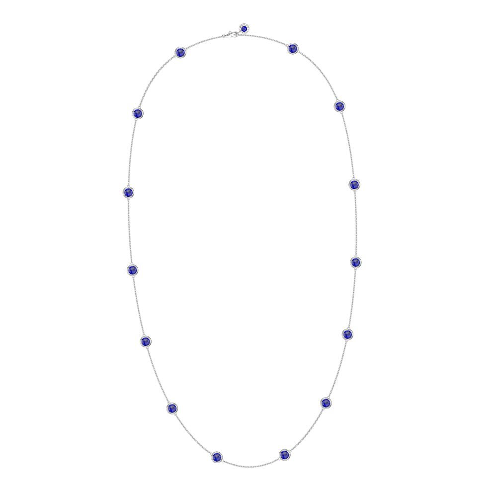 Sapphire By the Yard Platinum plated Silver Necklace #3