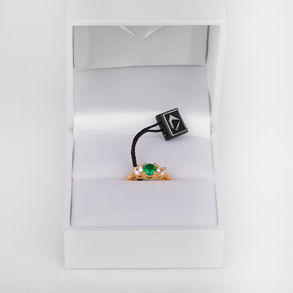 Eternity Three Stone Emerald 10K Gold Promise Ring #4