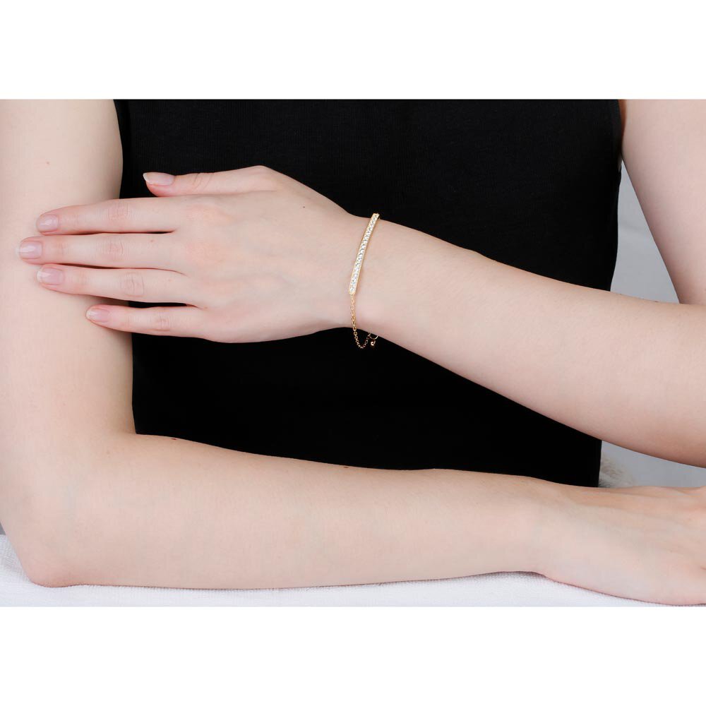 Eternity White Sapphire 18K Gold Vermeil Line Bracelet #2