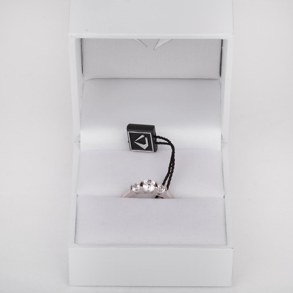 Unity Three Stone White Sapphire 10K White Gold Proposal Ring #3