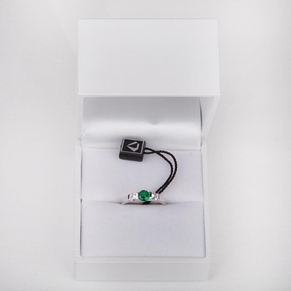Unity Three Stone Emerald 10K White Gold Proposal Ring #3
