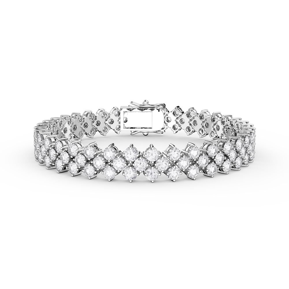 Eternity Three Row Diamond CZ Silver Tennis Bracelet