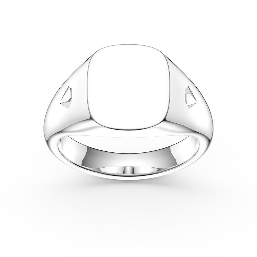 Cushion Platinum plated Silver Signet Ring
