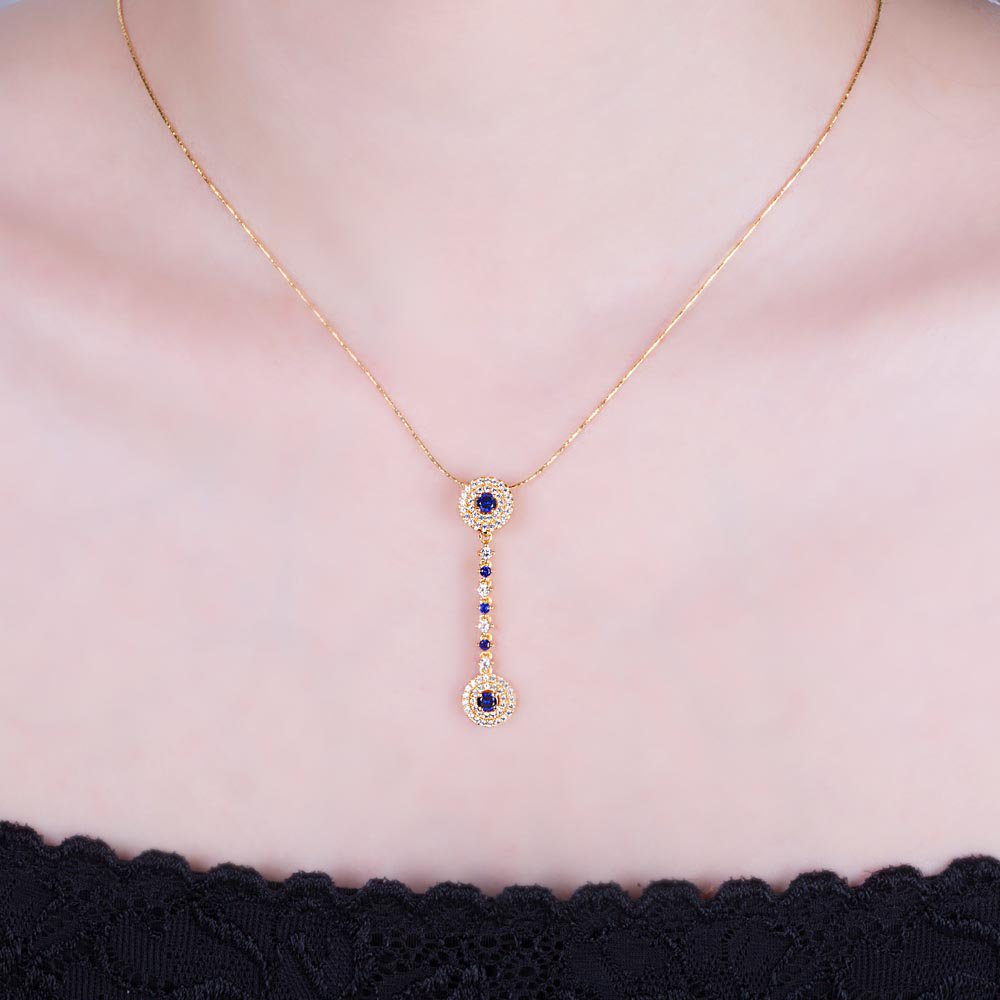 Fusion Sapphire and Diamond 18K Yellow Gold Pendant #4