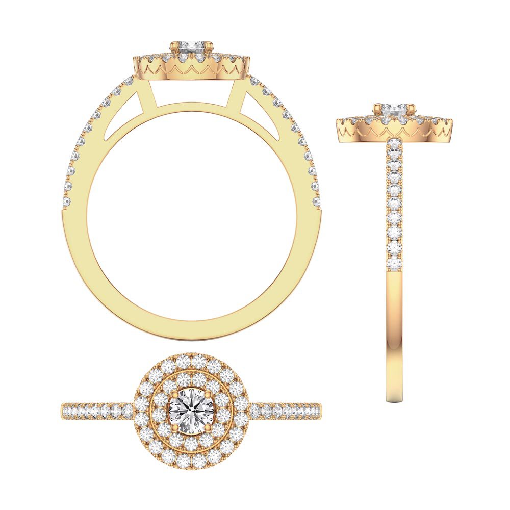 Fusion Round White Sapphire 10K Yellow Gold Halo Proposal Ring #6