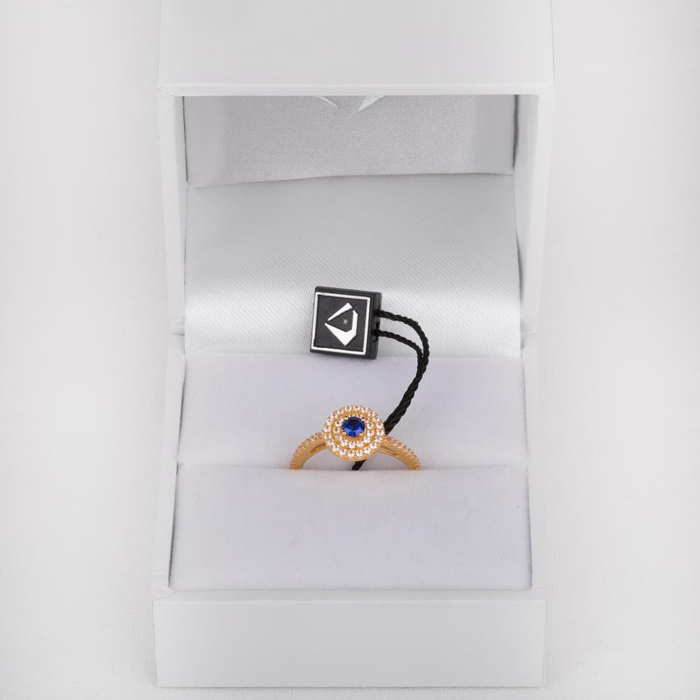 Fusion Sapphire Double Halo 9ct Yellow Proposal Gold Ring #2