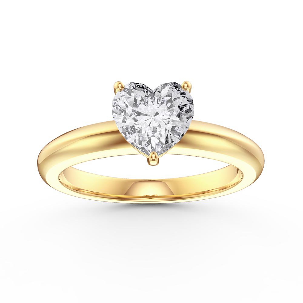 Unity 1ct Heart Diamond Solitaire 18K Yellow Gold Engagement Ring