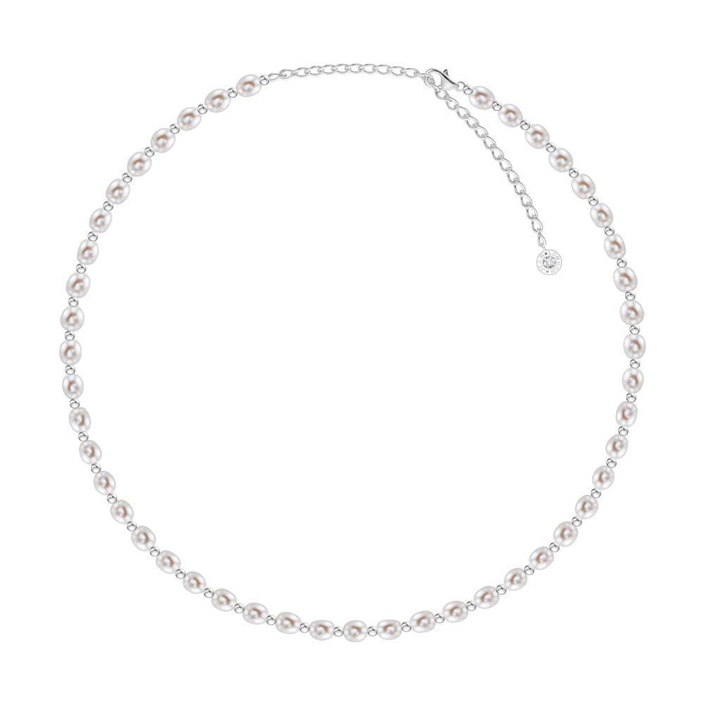 Venus White Pearl Platinum plated Silver Choker Necklace