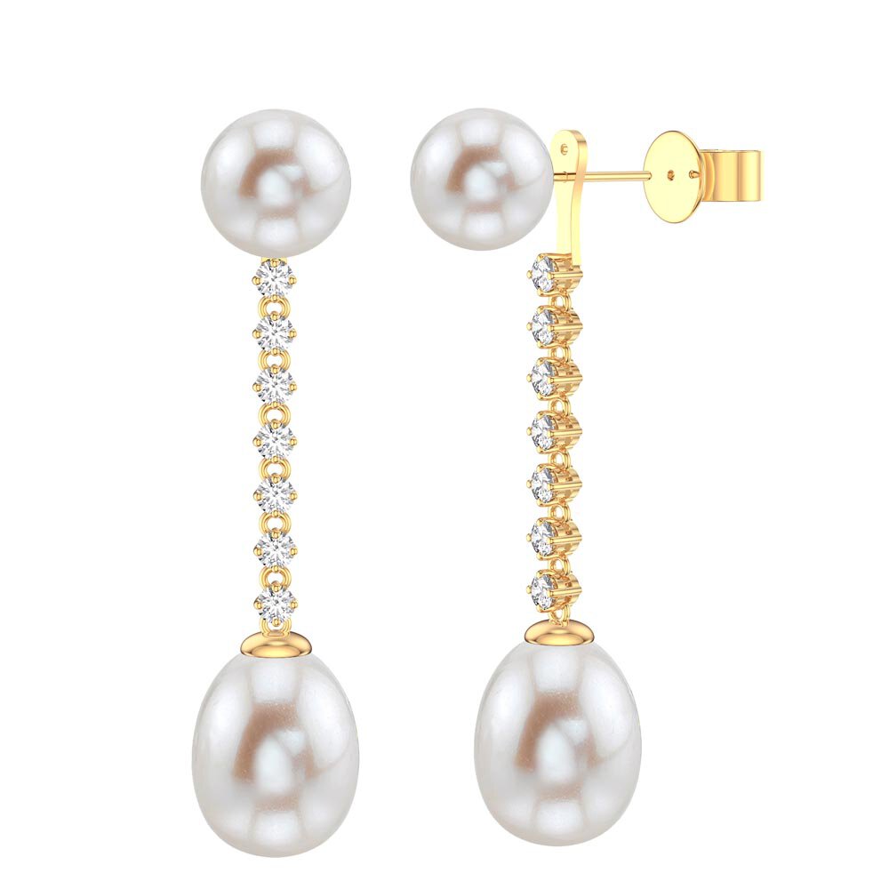 Fusion Pearl 18K Gold Vermeil Stud and Drop Earrings Set