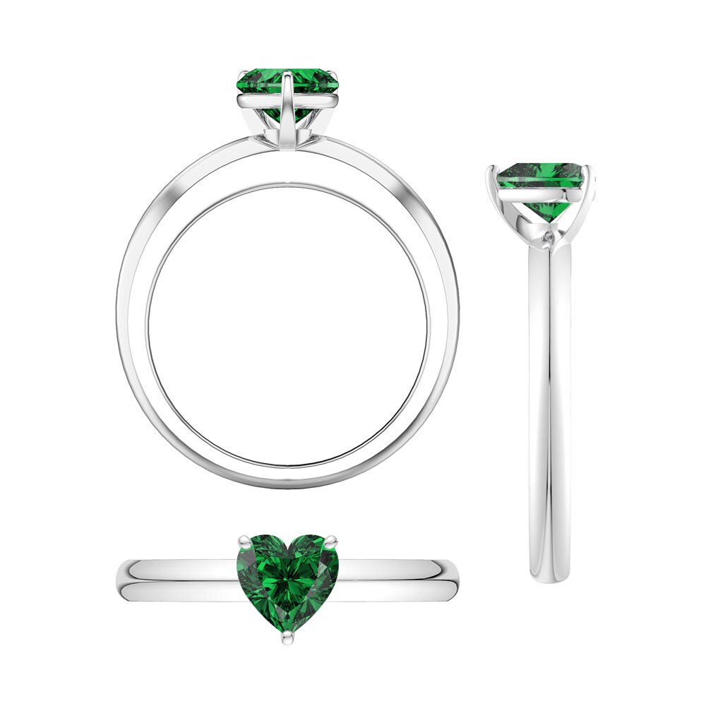 Unity 1ct Heart Emerald Solitaire Platinum Plated Silver Promise Ring #5