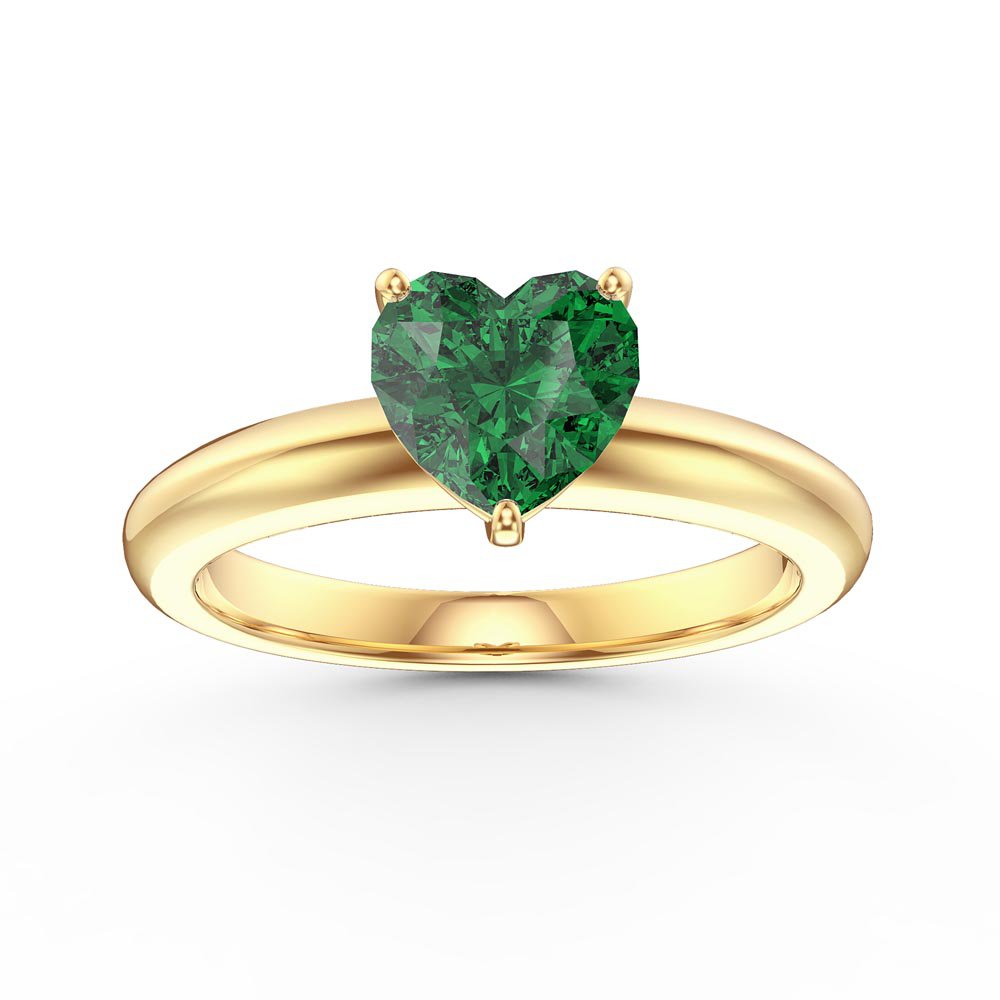 Unity 1ct Heart Emerald Solitaire 18K Yellow Gold Proposal Ring