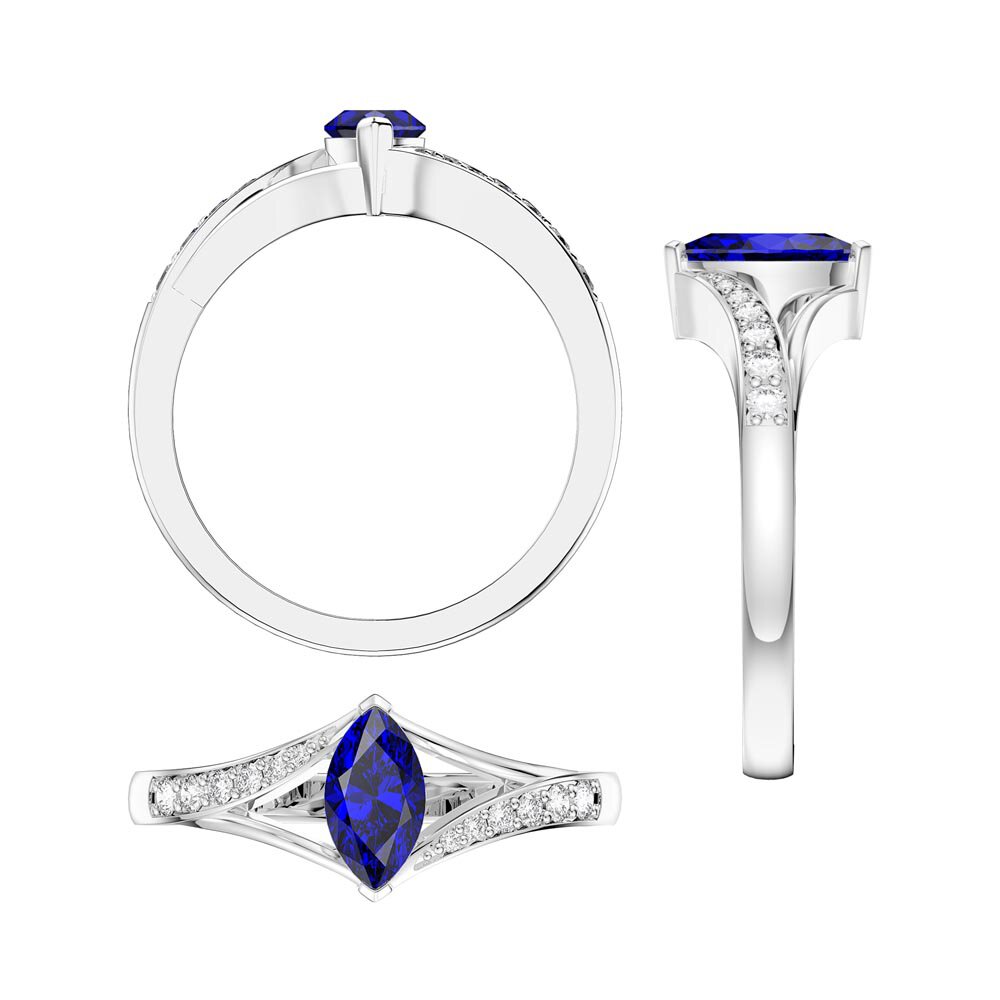 Unity Marquise Sapphire 18K White Gold Diamond Engagement Ring #2