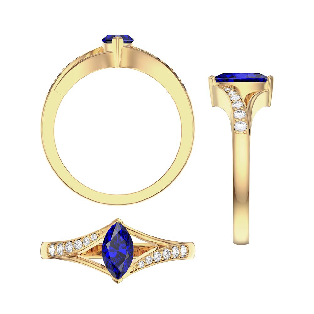 Unity Marquise Sapphire 18K Yellow Gold Diamond Engagement Ring #2