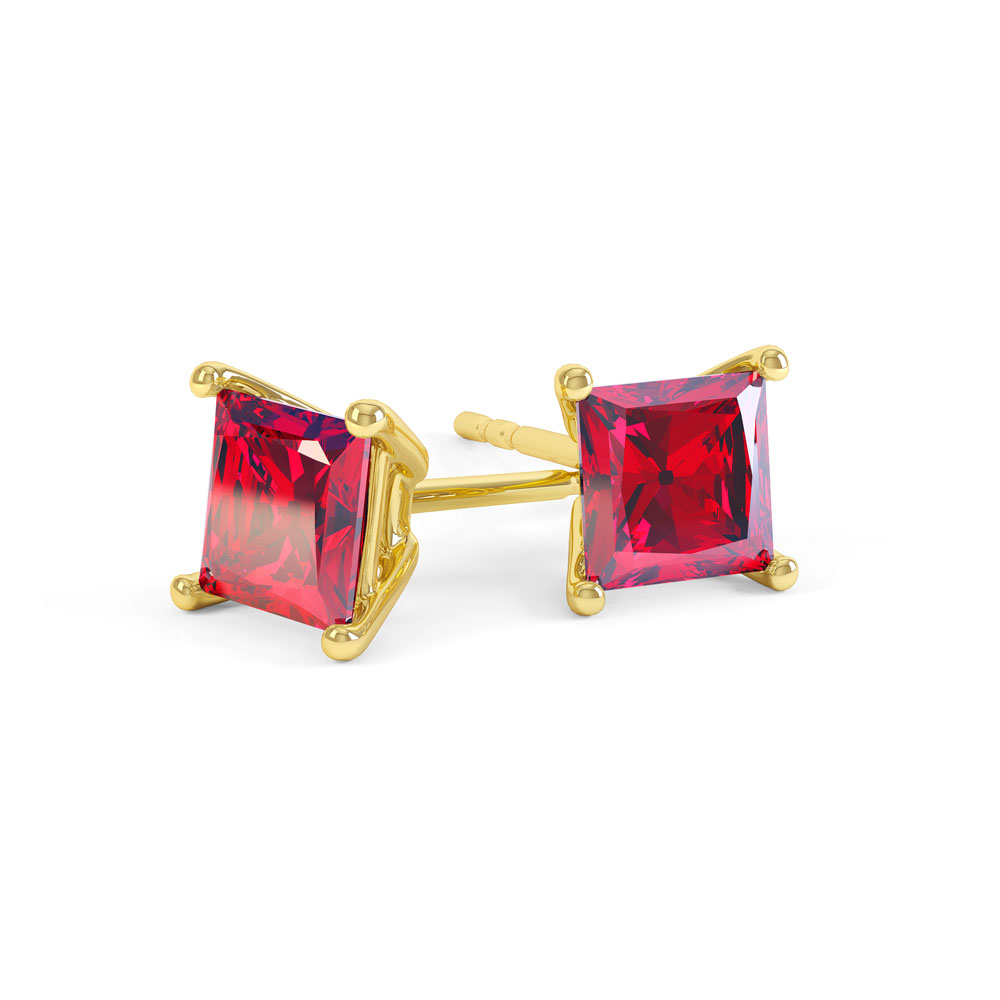 Charmisma 1ct Ruby Princess 18K Gold Vermeil Stud Earrings