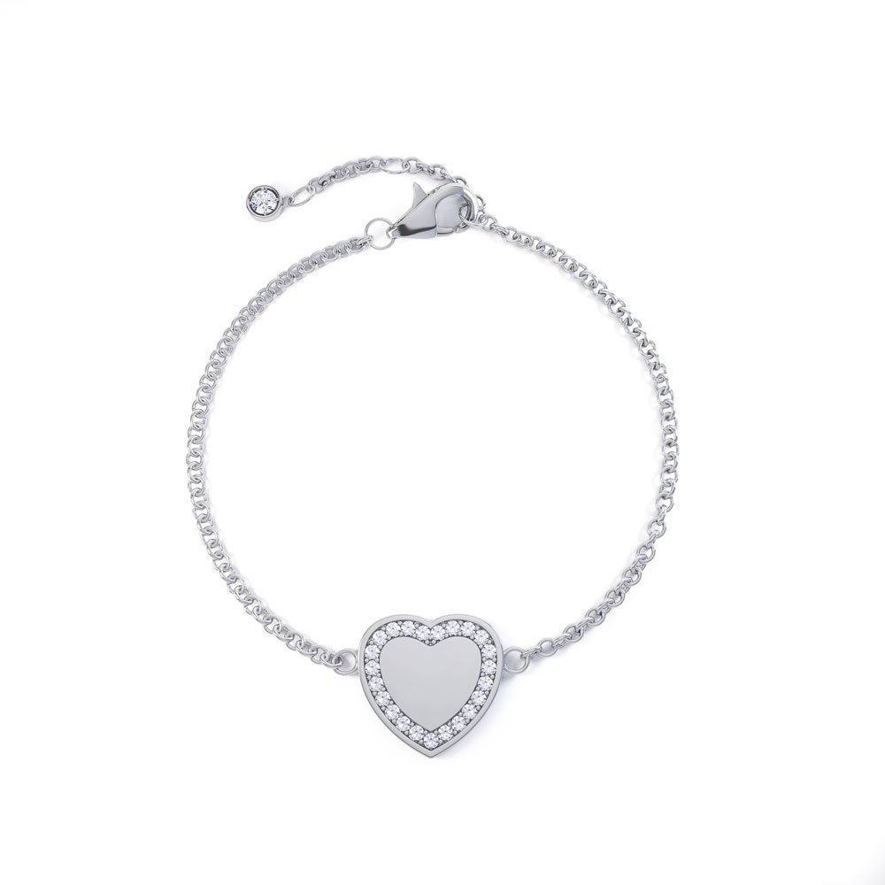 Charmisma White Sapphire Platinum plated Silver Heart Bracelet