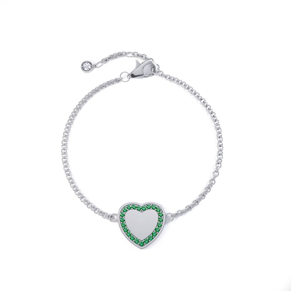 Charmisma Emerald Platinum plated Silver Heart Bracelet