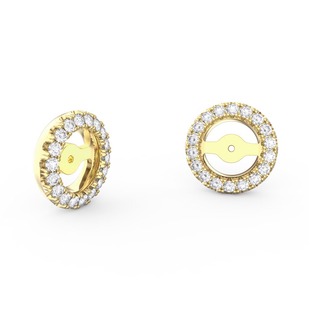 Fusion White Sapphire 10K Yellow Gold Earring Halo Jackets #1