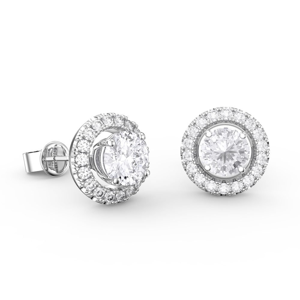 Fusion White Sapphire 10K White Gold Earring Halo Jackets #3